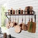 KES 30-Inch Wall Pot Rack, Oil Bronze, 88lb Capacity, 12 Hooks, Farmhouse