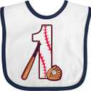 Inktastic Baseball First Birthday- 1 Year Old Baby Bib
