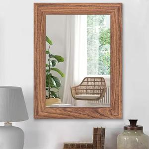Large Mirrors for Wall Rustic Wooden Framed Rectangle Mirror Vintage Hanging Mirror for Vanity Bedroom Bathroom Living Room Farmhouse Wall Decor Vertical or Horizontal Hanging Brown 26"x18"
