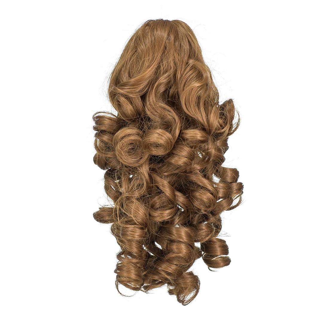 SWACC 12-Inch Short Screw Curls Claw Clip Ponytail Extensions Synthetic Clip in Drawstring Curly Ponytail Hairpiece Jaw Clip Hair Extension (Strawberry Blonde-27#)