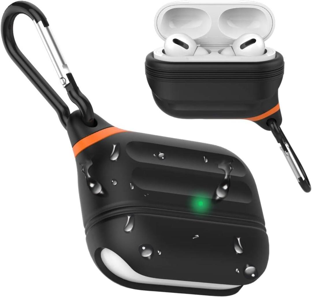 for AirPods Pro Case, Waterproof Silicone Cover for 2nd Generation | Waterproof Protection | Portable | for USB-C/Wireless | Anti-Lost | One piece | Black