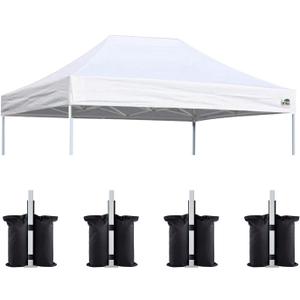 Eurmax USA 8x12 Pop Up Canopy Replacement Top,Universal Instant Canopy Cover ONLY,Heavy Duty UPF 50+ UV Protection,Water & Wind Resistant Tarp,Bonus 4 Sand Bags (White)