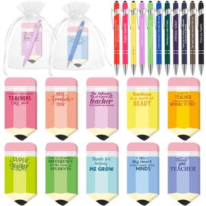 Kosiz 90 Pcs Pencil Shaped Teacher Notepad with Pen Teacher Appreciation Gifts Bulk Teacher Sticky Notes Graduation Thank You Gifts for Teacher Office School Classroom Supplies Teacher's Day Gifts