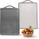 Zoane Creations Premium Double Sided 304 Stainless Steel Cutting Board | Non Toxic, Heavy Duty Stainless Steel Chopping Board with Juice Groove | Dishwasher Safe Kitchen Board - Rubik Grooved Diamond