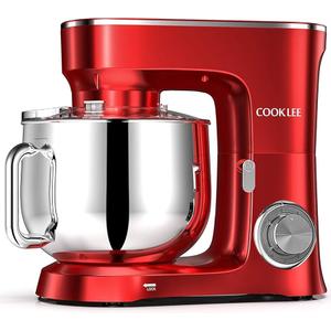 COOKLEE Stand Mixer, 9.5 Qt. 660W 10Speed Electric Kitchen Mixer with DishwasherSafe Dough Hooks, Flat Beaters, Wire Whip & Pouring Shield Attachments for Most Home Cooks (Red2)
