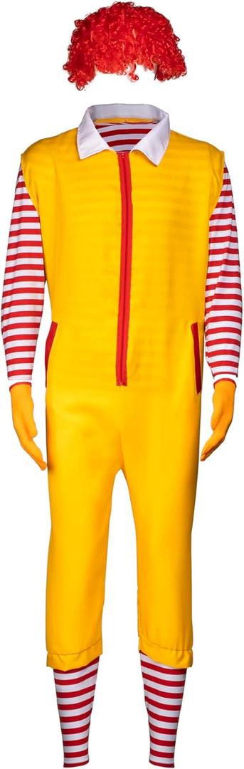 4-Piece Adult Clown Costume Set - Halloween Costume for Men, Christmas & Carnival Fancy Dress Outfit (Large)