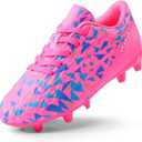 DREAM PAIRS Boys Girls Soccer Cleats Youth Firm Groud Athletic Outdoor Trainning Football Shoes for Little/Big Kid (Fuchsia/Pink/Royal/Blue) Size 12 Little Kid