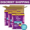 Poise Ultra Thin Incontinence Pads & Postpartum Pads for Bladder Leaks, 6 Drop Ultimate Absorbency, Long Length, 120 Count (3 Packs of 40)