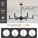 ASGYISA 6-Light Candle Chandeliers Modern Black Farmhouse Ceiling Light Fixture Industrial Pendant Lighting for Dining Room Living Room Bedroom Kitchen Island Foyer, 35inch, L-2201