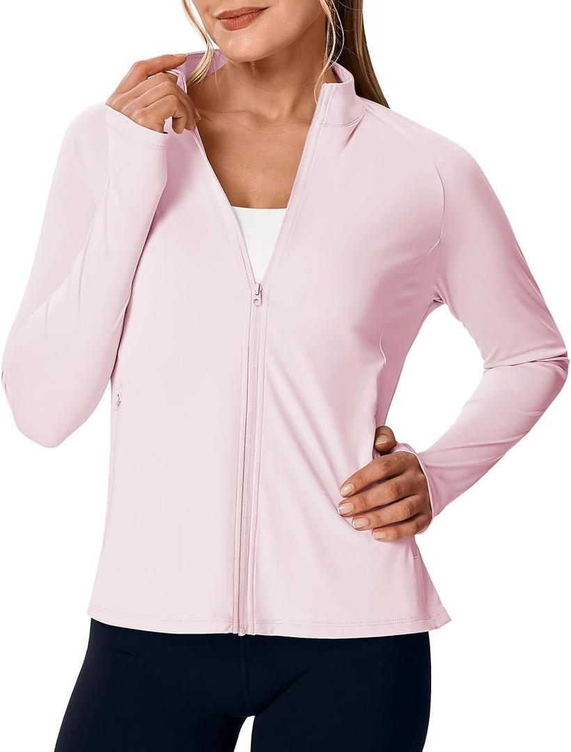 Rdruko Women's UPF 50+ Lightweight Athletic Jackets Sun Protection Full Zip Long Sleeve Packable Workout Shirts Running XS