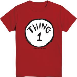 Dr. Seuss Thing One Two Cat in The Hat Boys Youth Matching Costume T-Shirt (Red, S)