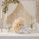 Ferrochef 2 Set White Lace Handle Bouquet Holder Foam Floral Handle Wedding Bridal Bouquet Holder DIY with 1 inch White Satin Ribbon for Bride & Bridesmaid Fresh & Artificial Flower Arrangements
