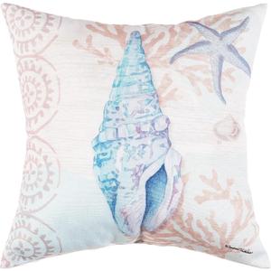 C&F Home 18" x 18" Blue Conch Shell Seashell Indoor/Outdoor Accent Throw Pillow Coastal Beach Nautical Starfish All Seasons Summer Beach House Home Living Room Sofa Couch Chair Bed Bedroom Decor