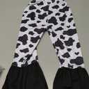 DACSOIT Toddler Girls Ruffle Leggings Cow Printed Flare Pants Bell Bottoms 3-4T