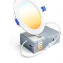 Ensenior 6 Pack 4 Inch LED Recessed Ceiling Light, Dimmable, 2700K-5000K 5CCT, 750LM 9W 120V, High Brightness Canless Wafer Downlight - ETL&FCC&IC