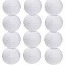 12Pcs 6" White Paper Lanterns Decorative Chinese, Japanese Hanging Round Paper Lanterns Lamp for Birthday, Wedding, Christmas, Bridal, Home Decor, Party Decoration
