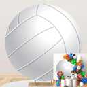 Polyester Diameter 6ft Round White Volleyball Backdrop Sports Fans Theme Party Photography Background Volleyball Lover Birthday Party Decoration Adult Boys Portrait Studio Photo Prop