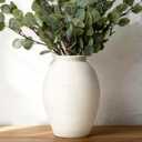 Large Ceramic Rustic Vase, 11 inch Tall Vase for Centerpieces, Farmhouse Pottery Cream vases for Home Decor, Big Rustic Vases for Living Room, Bedroom, Shelf Decor, Enterway, Table Decoration
