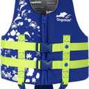 Gogokids Toddler Swim Vest, Kids Floaties Boys & Girls Buoyancy Jacket for Pool & Beach, (Blue Dolphin)  6-7 Years, Large 