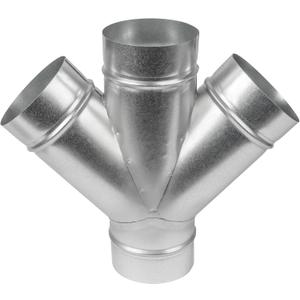 4" Inch W-Shape Ducting Splitter - 45 Degree Galvanized Steel 4-Way Dust Collection Fitting - Branches for Exhaust Fan - Ducting Adapter - Duct Hose Connector