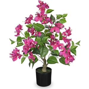 26.3 Large Fake Plants Artificial Flowers Magenta Bougainvillea Artificial Trees Indoor Pots, Faux Plants Perfect for Home Decor, Living Room, Bedroom, Dining Room Table Decor (# Magenta Large)