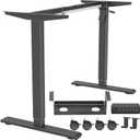 Standing Desk Frame, Electric Adjustable Legs with Memory Presets, Stand Up Desk Frame Workstation, with Cable Management Tray, Headphone Hook, Caster Wheels, for Home Office (Black)