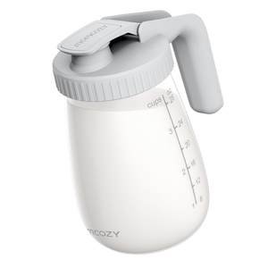 Momcozy Breast Milk Pitcher, Resistant to Heat and Cold Abrupt Temp Swings, No Leak Glass Breast Milk Fridge Storage Container with Wide Mouth, Fast Baby Formula Maker, Breastfeeding Essentials, Grey
