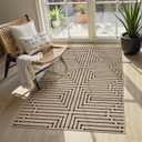 Lahome Boho 3x5 Washable Rugs for Entry, Easy Jute Indoor Outdoor Porch Rugs, Maze Lines Modern Throw Rug Non Slip Stain Resistant Door Mat for Bedroom Living Room Deck