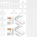 H Track Lighting Rails Kit - iCreating 40ft White Track Lighting Tracks 3 Wire with Floating Canopy Connector, L Connector, I and T Connectors for Single Circuit H Type LED Tracks Light Heads Fixtures