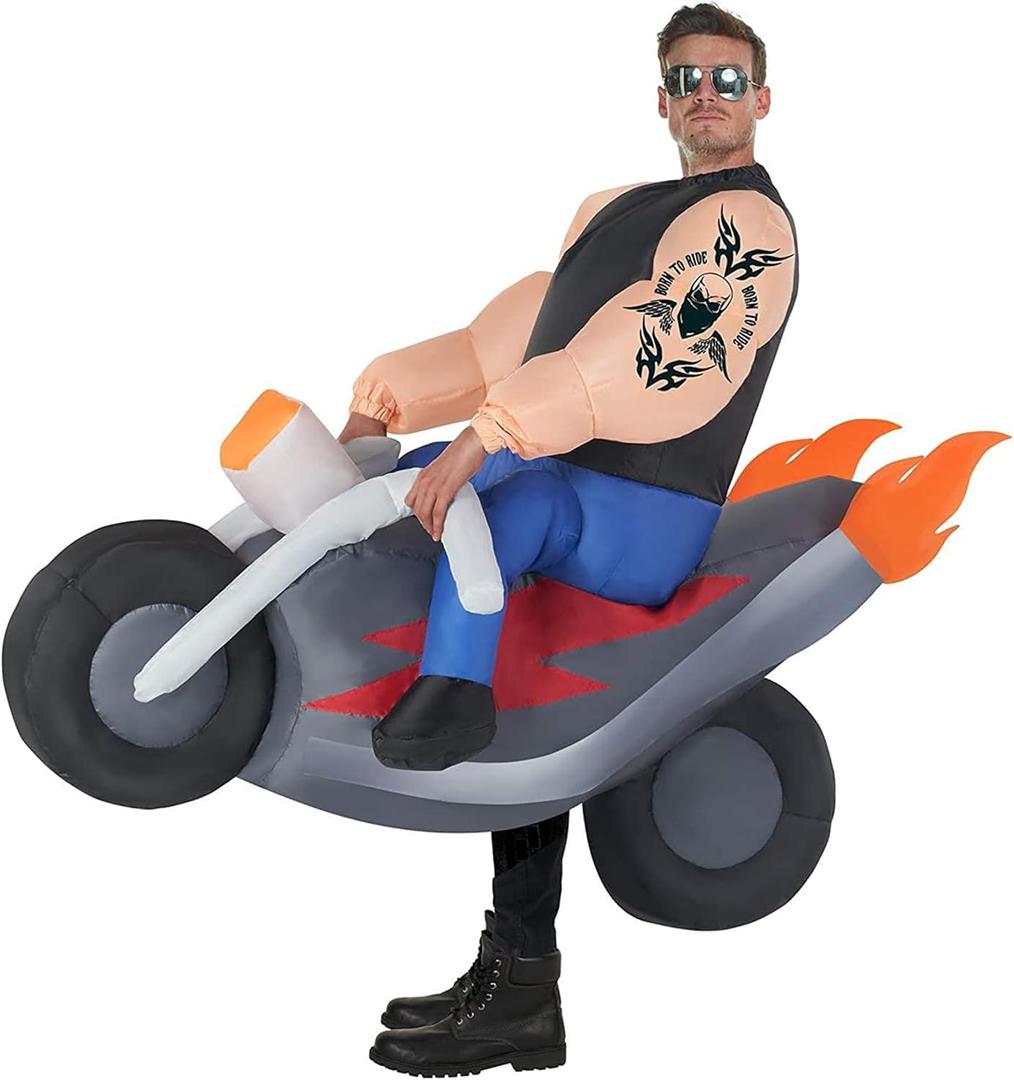 Morph Inflatable Biker Costume, Inflatable Motorcycle Costume, Blow Up Motorbike Rideable Inflatable Costume Adult