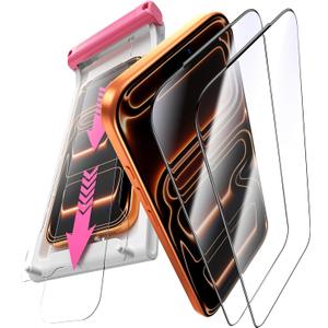 2 x Hoerrye Screen Protector for iPhone 17 Pro - [HD Clear][Easy Installation] Case Friendly,Tempered Glass 9H Hardness Shatterproof,Anti Fingerprint,Bubble Free,2 Pack