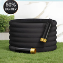 100FT Non-Expanding Garden Hose, Flexible Hose with Hose Nozzle, Lightweight, Kink-Free and Easy Storage Water Hose for Outdoor, Watering, Car Wash by Jisduo, Black-1