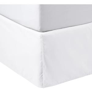 Amazon Basics Lightweight Pleated Bed Skirt, Queen, Bright White, Solid