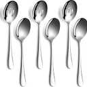 6 Pieces Serving Spoons Set, 8.7 Inch, Includes 3 Serving Spoons And 3 Slotted Spoon, Large Stainless Steel Buffet Banquet Utensils Cutlery Set for Home, Kitchen
