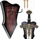 Sword Plaque Wall Mount Vertical Display Holder Adjustable Stand for Bow Medieval Dagger Axe (1pcs Medium Brown)