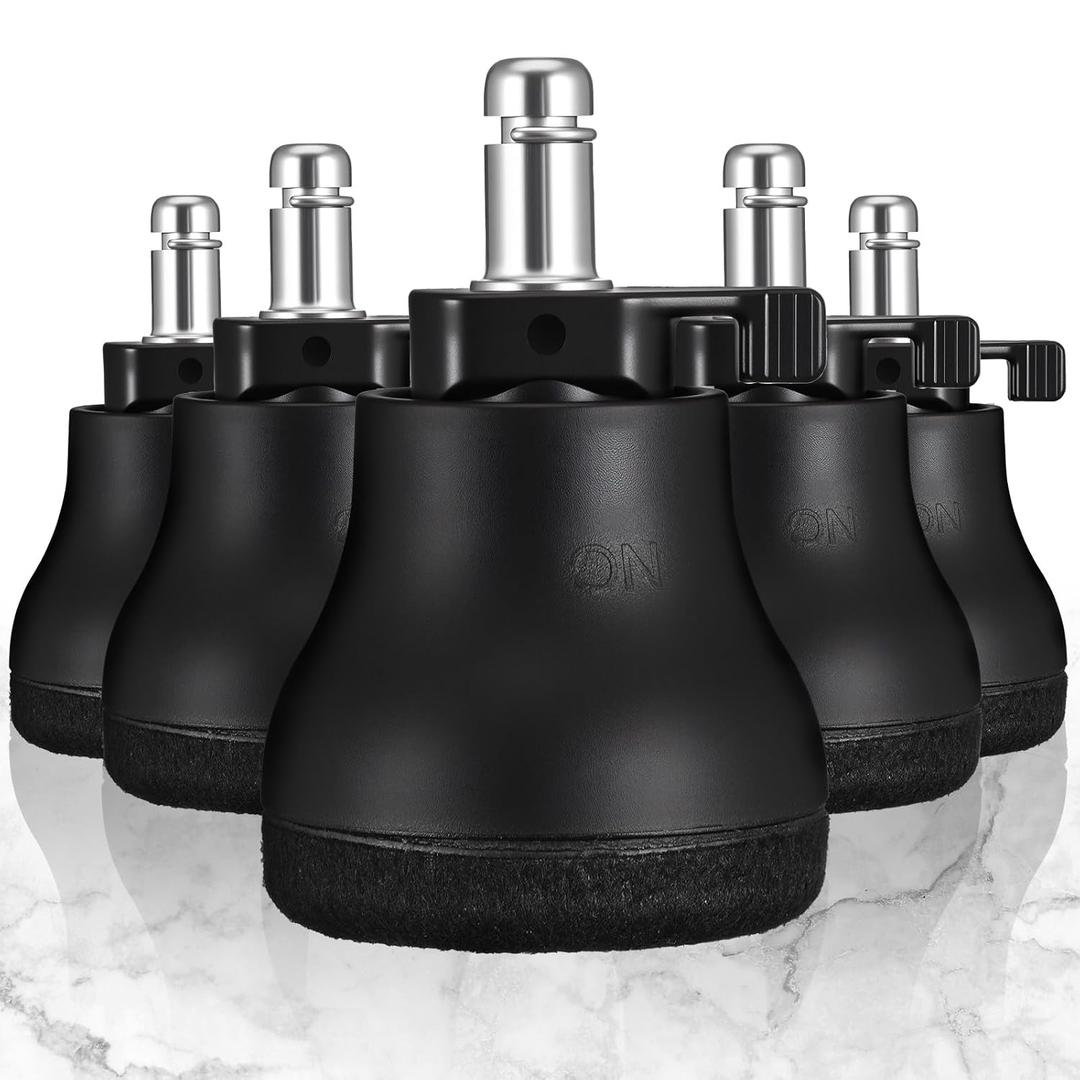 Bell Glides Replacement Office Chair Wheel, Swivel Caster Wheels to Fixed Stationary Castors,Switch Between Fixed and Smooth Sliding Computer Chairs Foot Pad for Hardwood Floors,Tile, Carpets(5pcs)