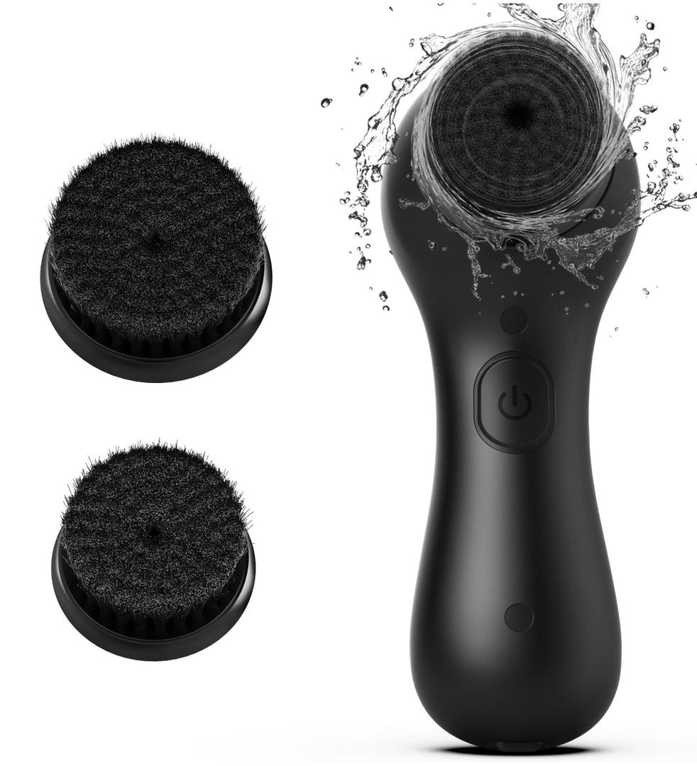 Facial Cleansing Brush, SHINCHIE Spin Face Scrubber, Waterproof Face Scrub Brush, Rechargeable Facial Exfoliator, Electric Cleanser for Deep Cleansing & Exfoliating, Rotating Skin Care Wash Kit -Black