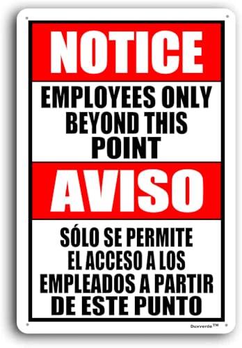 12"x16" Aluminum Notice Bilingual Sign, Employees Only Beyond This Point Sign, No Customers Allowed In Work Area Sign for Construction Site