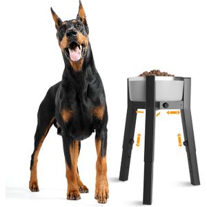 SHAINFUN Adjustable Dog Bowl Stand for Large & Extra Large Breeds, Single Tall Food & Water Holder, Height Adjustable 9.8"-13.4", Width 7"-11", Elevated Dog Bowls (Bowls Not Included)