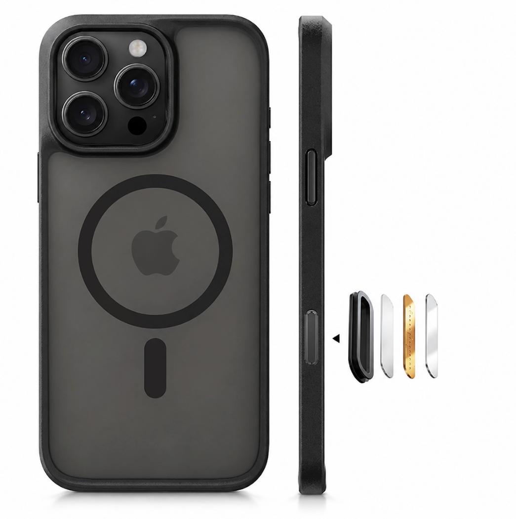 TORRAS for iPhone 16 Pro Case Translucent Matte Black | Compatible with MagSafe, Military Grade Drop Protection, Stronger Magnetic, Shockproof Airbag, Camera Control, Color Buttons, Slim Anti-Scratch