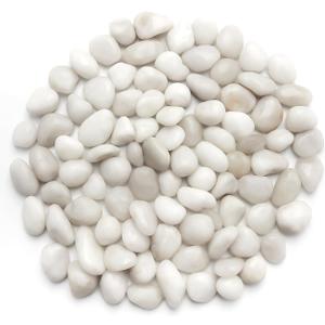 1 Pack 5 Lbs Random Color River Rocks for Plants,0.8-1.5 Inch Decorative Ornamental Pebbels, High Polished Stones for Garden Landscaping, Smooth Gravel Filler, Succulents, Fish Tank, White/Yellow