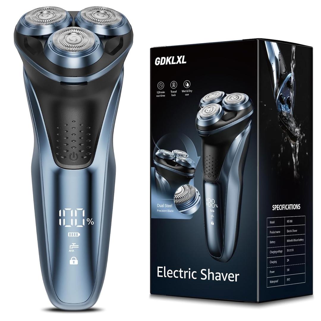 Rechargeable Electric Razor for Men: IPX7 Waterproof Shaver - 1.5H Fast Charge, 4D Flex Precision Blades with Pop-Up Trimmer - Gentle on Sensitive Skin, Perfect for Travel