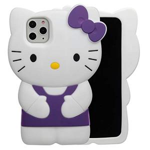 MONEHOYSY Cartoon Case for iPhone 16 Pro 6.3" 2024, Fashion Cute 3D Cute Kitty Kawaii Soft Silicone Animal tective Gel Shockof Gel Back Cover for Kids Women Girls Boys (Purple)