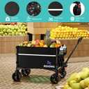 ROSONG Collapsible Wagon Cart with Wheels Foldable - Folding Utility Heavy Duty Wagons Carts for Grocery Sports Garden Shopping Camping Wheelbarrows (Black with Cover, 120L)
