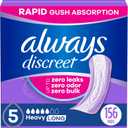 Always Discreet Adult Incontinence Pads for Women, Heavy Absorbency, Long Length, Postpartum Pads, 156 Count (4 Packs of 39)