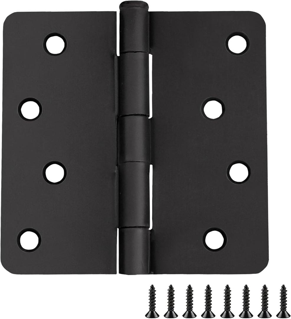 Design House Door Hinges for Interior Doors 3-Pack 4-inch x 4-inch, Design House 1/4-inch Radius Steel Door Hinge Door Hardware, Matte Black, 188946