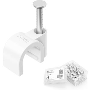 Cable Matters 200-Pack Nail-in Cable Clips Cord Organizer, 7mm / 0.27 inches, Ethernet Cable Wall Clip, Wire Wall Clips, White