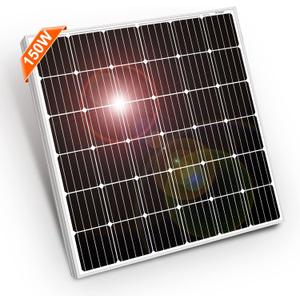 DOKIO 150W 18V Monocrystalline Solar Panel for 12V Systems, MC4 Connector, Aluminum Frame, Pre-Drilled Mounts for RV, Boat, Roof, Off-Grid Power