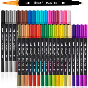 36 Dual Brush Markers for Adult Coloring Books - Fine & Brush Double Pens for Journaling, Calligraphy, Drawing, Art + Craft Supplies for Gifts Trendy Stuff