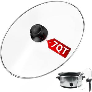 Oval Glass Lid 7 Quart Compatible with Crock-Pot Slow Cooker SCV700-S-BR, Standable Replacement lid for Hamilton Beach Slow Cooker 33474G, Stand-Up Slow Cooker Lids 7 Quart SCV700, SCV700SS, SCV700-KC